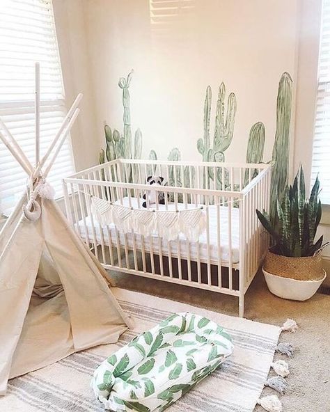 I like the way they painted the basket from Ikea half white for the planter. Gorgeous Plants, Nursery Plants, Room Hacks, Baby Room Design, Nursery Inspo, Nursery Baby Room, Baby Bedroom, Nursery Inspiration, Baby Crib