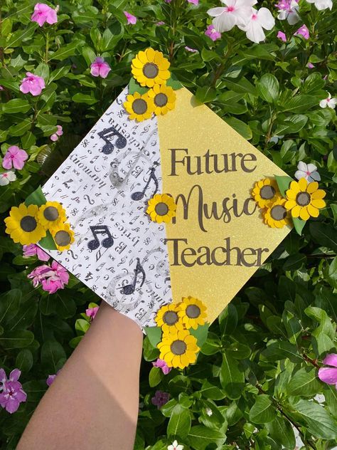 Music Graduation Cap Ideas, Music Education Graduation Cap, Music Teacher Graduation Cap, Teacher Cap Decoration Graduation, Graduation Cap Designs Teacher, Graduation Cap Decoration Teacher, Education Graduation Cap, Teacher Graduation Cap, Caps Ideas