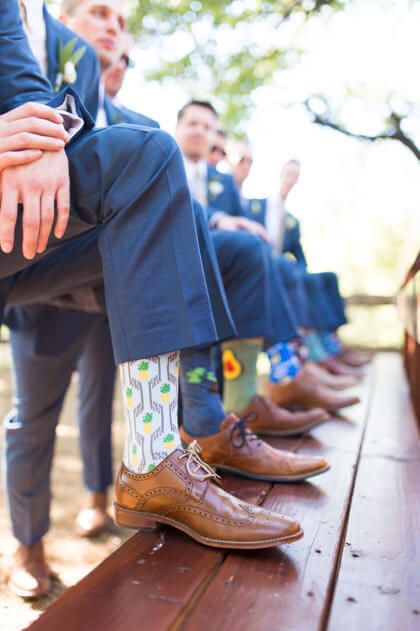 add some personality to a group of groomsmen by letting them pick fun socks to wear on the day of!  #bridesofok #oklahomabrides Groomsmen Wedding Photos, Groomsmen Pictures, Wedding Parties Pictures, Groomsmen Socks, Groomsmen Photos, Oklahoma Wedding, Wedding Picture Poses, Wedding Groomsmen, Party Pictures