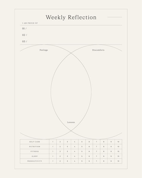 Weekly Reflection - Intentionally Created Worksheet intended for weekly reflection and self-exploration. | Journey to Joy - Minimal Series of Mindful Work Pages Designed to Nurture Your Inner Growth Pathway. Available for purchase on our website. #worksheet #journal #planner #organizer #digitalproduct Week Calendar Design, Daily Planner Pages Ideas, Weekly Journal Prompts, Design Planner Pages, Self Development Worksheets, Branding Worksheet, Mindfulness Journal Template, Weekly Reflection Template, Self Reflection Journal Template