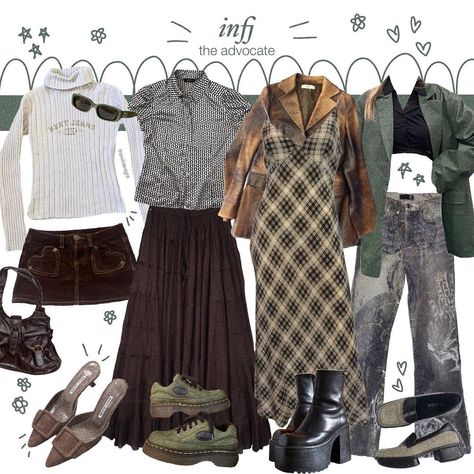 @thewildenight shared a photo on Instagram: “as requested, INFJ 🥝 love making posts recently!! any ideas are welcome ⭐️ . . #polyvore #moodboard #moodboards #aesthetic #outfitinspo…” • Jun 22, 2022 at 9:45pm UTC Infj Lookbook, Infj Aesthetics Outfit, Infj Outfit Aesthetic, Infj Aesthetic Style, Infj Outfits, Infj Style, Infj Aesthetics, Moodboards Aesthetic, Ritual Clothing