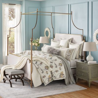 Shop All Bedroom & Bathroom Furniture & Accessories | Frontgate Gold Canopy Bed, Bedroom Decor Ideas Diy, Decor Diy Bedroom, Queen Canopy Bed, Metal Canopy Bed, Diy Bedroom Decor Ideas, Bed Linen Design, Bedroom Furnishings, Diy Bedroom