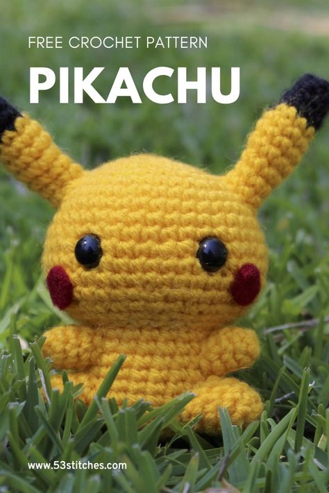 I choose you! This adorable Pikachu is a fan favourite and makes a super cute amigurumi plush doll. The pattern is free, and has photos of all of the steps (plus a video!) so it's suitable for beginners. Small Pikachu Crochet Pattern, Beginner Crochet Pokemon, Crochet Character Free Pattern, Amigurumi Pikachu Free Pattern, Free Crochet Pikachu Pattern, Mini Pikachu Amigurumi, Crochet Psyduck Pattern Free, Amigurumi Free Pattern Pokemon, Crochet Pichu