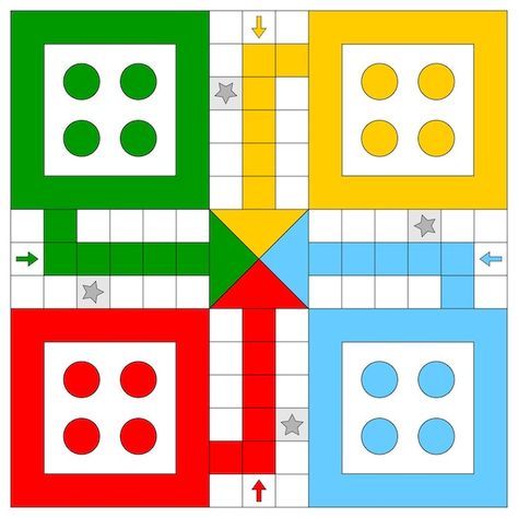 Ludo board template printable vector | Premium Vector #Freepik #vector #printable #traditional #template #board-game-template Diy Ludo Board Game, Ludo Printable, Printable Board Games Template, Ludo Board Design, Ludo Board Game Template, Ludo Drawing, Game Board Design, Traditional Template, Board Game Printable