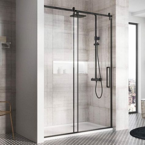 Toilet And Sink Unit, Hinged Shower Door, Black Shower Doors, Easy Bathrooms, Framed Shower Door, Frameless Sliding Shower Doors, Fixed Shower Head, Shower Fittings, Brass Hinges