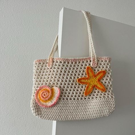 Beach Bags Crochet, Crochet Beach Pattern, Beach Crochet Bag, Crochet Starfish, Beach Bag Crochet, Crochet Beach Bag, Shell Crochet, Yarn Project, Crochet Beach Bags