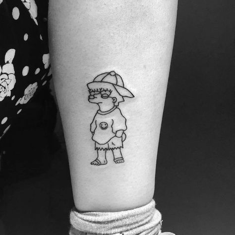 Lisa Simpson Tattoo, Simpson Tattoo Ideas, Simpson Tattoo, Tattoo Line Art, 90s Tattoos, Simpsons Tattoo, Line Art Tattoo, Line Art Minimal, Tattoo Line