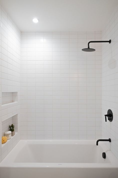 Bath Subway Tile, Subway Tile Wall, Small Shower, Master Baths, Japanese Soaking Tubs, Bad Inspiration, Bathroom Tub, White Shower, Upstairs Bathrooms