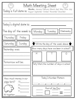 Completely Revamped Math Meeting Sheet (Calendar Journal) Math Meeting, Teaching Emotions, Meeting Activities, Everyday Math, Calendar Math, Calendar Journal, Teaching Numbers, Math Journals, 2nd Grade Classroom