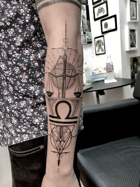 You won't believe it, but even men love Libra tattoos. This article collected all the meanings and symbolism to help you create a unique sketch. Libra Tattoos, Libra Zodiac Tattoos, Balance Tattoo, Half Sleeve Tattoos, Horoscope Tattoos, Libra Tattoo, Scale Tattoo, Leo Tattoos, Tattoos For Women Half Sleeve