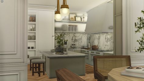 Bloxburg French Apartment, Clean Bloxburg House, Bloxburg Apartment Inside, Bloxburg Breakfast Bar, Bloxburg Tiny Apartment, Neutral Bloxburg House, Bloxburg Nursery Ideas Realistic, Apartment Interior Bloxburg, Bloxburg Scandinavian House