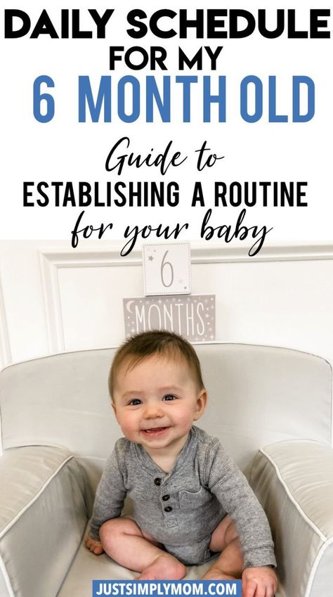 6 Month Old Schedule: Establishing Baby's Routine - Just Simply Mom 6 Month Sleep Schedule, 6 Month Old Schedule, 6 Months Old Activities, Six Month Baby, Baby Food Schedule, 6 Month Baby Food, Baby Routine, Baby Feeding Schedule, Baby Schedule