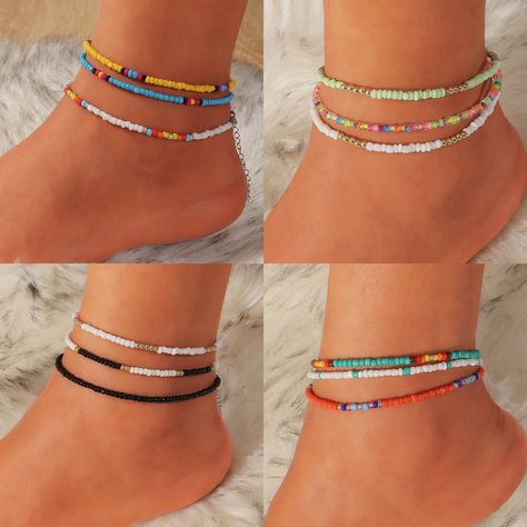 Handmade Ankle Bracelets, Anklets For Women, Ankle Braces, Foot Bracelet, Summer Ocean, Ankle Jewelry, Beaded Beads, Beach Anklets, Y2k Boho