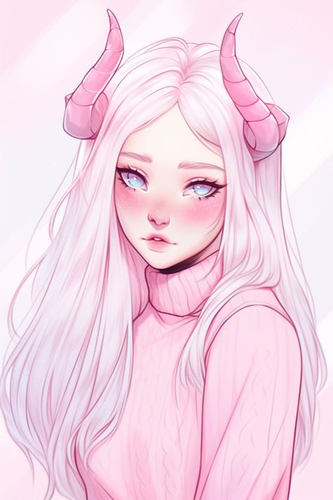 Beautiful Demon, Anime Websites, How To Draw Anime Hair, Demon Girl, Cute Art Styles, Art Inspiration Drawing, Cartoon Art Styles, Fantasy Character Design, Pretty Art