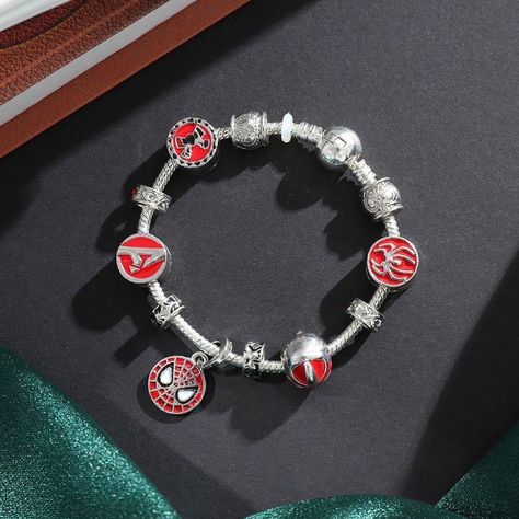 Spider Man Charm Bracelet, Spiderman Charm Bracelet, Pandora Charms Spiderman, Spider Man Pandora Bracelet, Pandora Spiderman Bracelet, Spiderman Beads, Spiderman Jewelry, Spiderman Bracelet, Anime Stitch