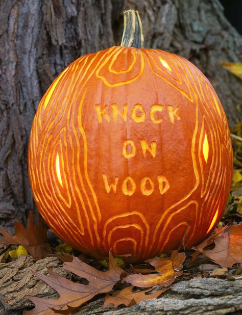 "Knock on Wood" Pumpkin Painted Pumpkins Ideas, Pumpkin Carving Painting, Creative Pumpkin Carving Ideas, Diy Pumpkin Carving, Printable Pumpkin Stencils, Pumpkin Stencils Free, Pumpkin Carving Stencils Free, Pumpkins Ideas, Creative Pumpkin Carving