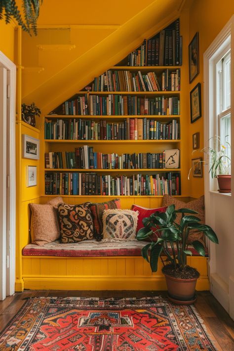 This or That? Home Library Ideas, Dark Wood Shelves, Home Library Rooms, Library Living Room, Neutral Furniture, Home Libraries, Library Ideas, Level Homes, Cozy Nook