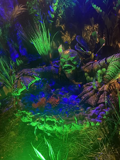 Creature from the Black Lagoon scene | Halloween Forum Lagoon Decorations, Universal Monsters Party, Tropical Halloween Decorations, Universal Monsters Halloween Decor, Beach Halloween Decor, Undersea Halloween, Swamp Halloween Decorations, Ocean Halloween, Water Halloween