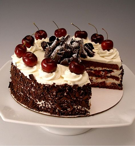 Black Forest Cherry Cake | CraftyBaking | Formerly Baking911 Schwarzwald Cake, Black Forest Cherry Cake, Sponge Cake Roll, Black Forest Cake Recipe, Chocolate Sponge Cake, Black Forest Cake, Easy Pie, Cherry Cake, Forest Cake