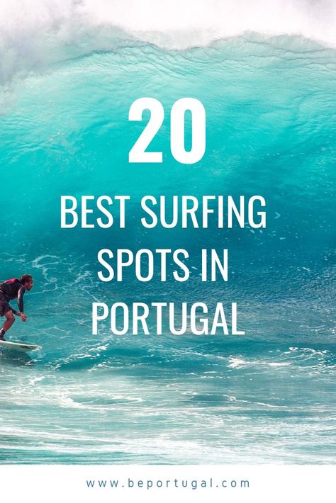 Planning to surf in Portugal? We've made a list of the best 20 places where you can surf in Portugal. #surfinportugal #bestsurfportugal #bestwaves #bestlocationssurf Evora Portugal, Lisbon Portugal Travel, Best Surfing Spots, Surfing Tips, Biarritz France, Portugal Vacation, Surf Club, Surf Camp, Surf School