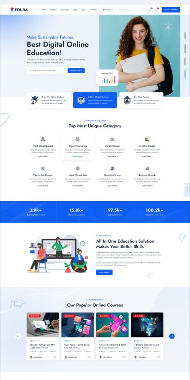 Edura Figma Template offers a wide range of online courses and educational resources. #onlinelearning #education #figma #templates #webdesign Figma Design, First University, Figma Template, Education Templates, Bootstrap Template, Educational Content, Cake Inspo, Pixel Perfect, Website Layout