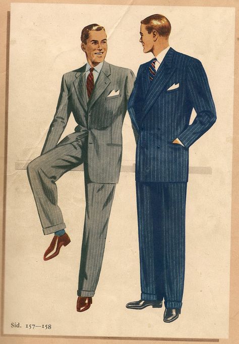 1950, mitt födelseår, såg herrarna ut såhär. Det var stil på männen då. (Åhlen & Holm) 1950 Fashion Men, Vintage Suits For Men, 1950 Mens Fashion, Men's Fashion Illustration, 1940s Mens Fashion, 1950s Men, Men In Suits, Vintage Gentleman, Vintage Suit