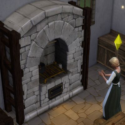 Sims 4 Medieval, Castle Dollhouse, Castle Nursery, Medieval Witch, Medieval Peasant, Sims Love, Wooden Cradle, Sims Medieval, Old Stove