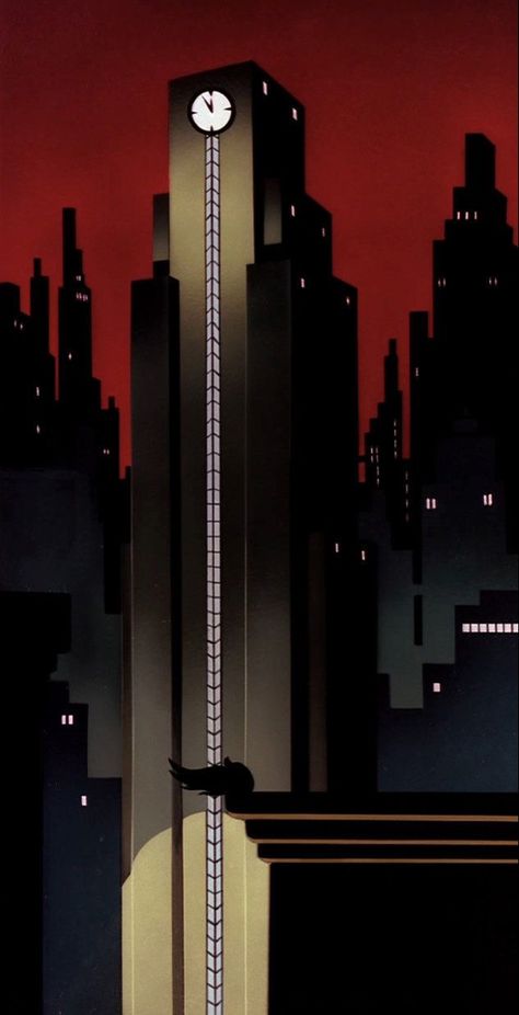 Art Deco City, Dark Deco, Batman Comic Wallpaper, Art Deco Artwork, Batman Poster, Univers Dc, Batman Artwork, Batman The Animated Series, Batman Wallpaper