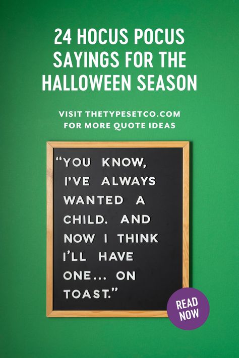 Looking for some fun and spooky sayings for your letter board? Look no further! This list of 24 Hocus Pocus Inspired sayings is perfect for all your Halloween decor needs. These sayings will help make your holiday complete. So what are you waiting for? Get started on your Halloween fun today! And don't forget to save this list for later! Hocus Pocus Sayings, Spooky Sayings, Hocus Pocus Quotes, Classic Halloween Movies, Under A Spell, Season Quotes, Magical Quotes, Halloween Letters, Funny Letters