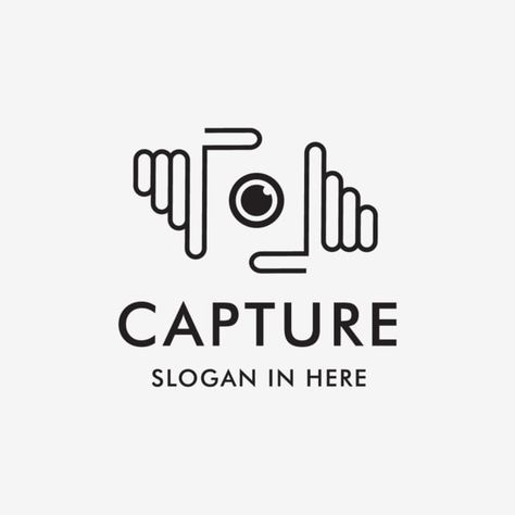 Camera Hand  Logo Template With Line Art Style Best Photography Logo, Creative Photography Logo, Photography Name Logo, Camera Logos Design, Logo Foto, Letters Logo, Photography Names, Line Art Style, Typographic Logo Design