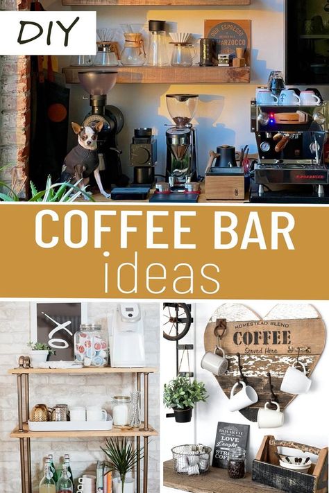 DIY coffee bar ideas and designs Outside Bar Ideas Diy, Outside Bar Ideas, Bar Ideas Diy, Diy Coffee Bar Ideas, Coffee Bar At Home, Outside Bar, Bar At Home, Coffee Shop Coffee, Coffee Bar Station