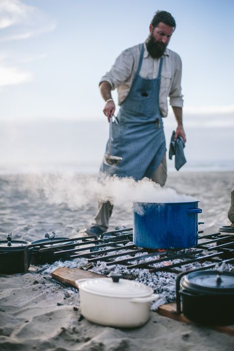 Secret Supper Ebb + Flow by Eva Kosmas Flores | Adventures in Cooking Cooking Logo, Cooking Photography, Outdoor Dinner Parties, Outdoor Dinner, Campfire Cooking, Outdoor Food, Open Fire, Cooking Basics, Cooking Gadgets