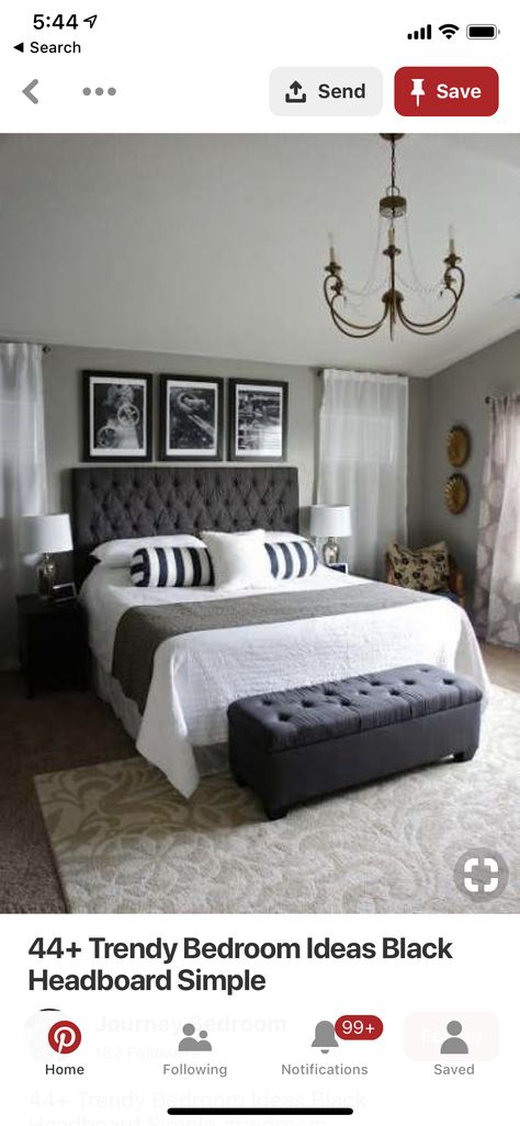 Interior Design Bedroom Master, Interior Design Bedroom Teenage, Harris House, Black Headboard, Headboard Decor, Tall Headboard, Master Room, Above Bed, House Plants Decor