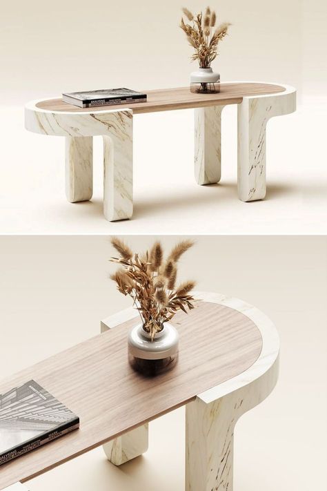 Marble Furniture Design, Coffee Tables Ideas, تصميم الطاولة, Marble Tables Design, Marble Desk, Curved Table, تصميم داخلي فاخر, Console Table Design, Marble Console Table