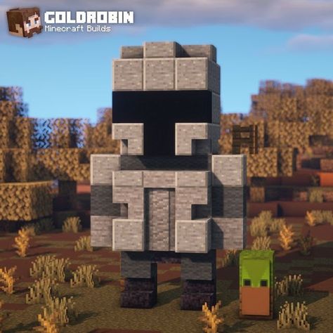 Minecraft Mandalorian, Minecraft Statue Ideas, Minecraft Building Tutorials, Minecraft Statue, Minecraft Statues, Minecraft Banner Designs, Bangunan Minecraft, Minecraft Farm, Minecraft Cottage