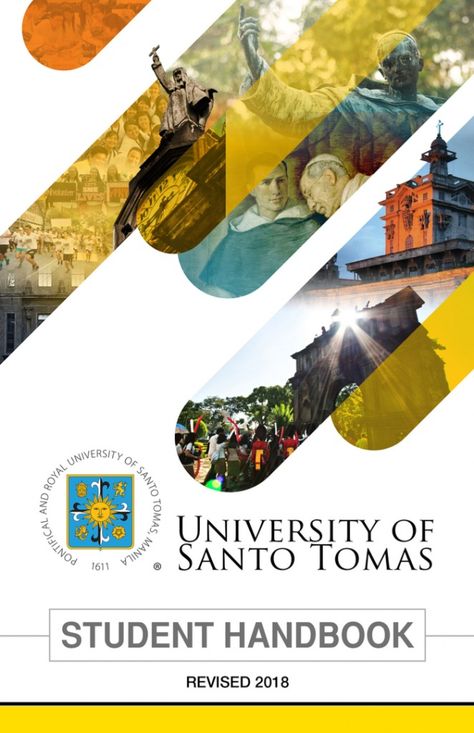 Student Handbook - University of Santo Tomas Handbook Design, High School Jobs, Student Handbook, University Of Santo Tomas, Booklet Layout, University Admission, Book Layouts, School Jobs, Sacred Science