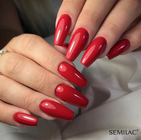 Coffin Nail Ideas, Red Manicure, Nail Candy, Nails Red, Nail Swag, Polish Colors, Ballerina Nails, Instagram Nails, Autumn Nails