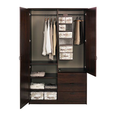 MUSKEN Wardrobe with 2 doors+3 drawers IKEA Adjustable shelves make it easy to customise the space according to your needs. Ikea Musken, Armoire Storage, Room Furniture Design, Spare Room, 2 Doors, Ikea Furniture, Walk In Closet, Adjustable Shelving, Locker Storage