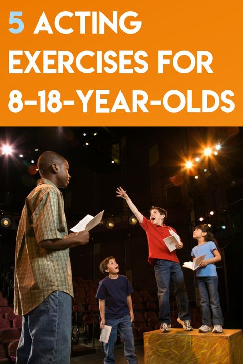 Acting Exercises for kids and teens #acting #dramagames #actingexercises Acting Class Ideas, Musical Theatre Games, Drama Class For Kindergarten, Drama Games Middle School, Drama Lessons For Kids, Acting Games For Kids, Theatre For Kids, Theater Activities, Drama Club Ideas