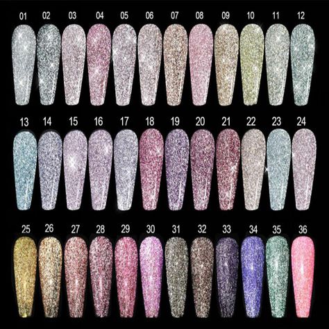 Disco Gel Nail, Glitter Nail Polish Colors, Disco Gel Nails, Reflective Glitter Nails, Dark Gel Nails, Glitter Gel Polish, Gel Nail Colors, Glitter Nail Polish, Nail Bar