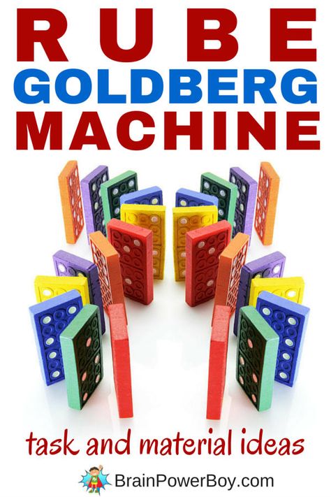 Build your own Rube Goldberg Machine™! Use this great list of task ideas to choose the type of machine you want to build, gather some of the materials on our big list and make your own machine. Super fun learning opportunities throughout the whole process. Click to get the lists. Rube Goldberg Projects, Task Ideas, Goldberg Machine, Rube Goldberg Machine, Steam Ideas, Rube Goldberg, Engineering Challenge, Class Activity, Activities For Boys