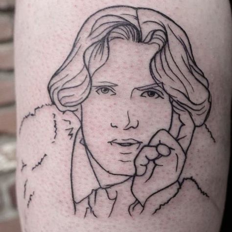 Mule Tattoo 25S7 tNov18ec01mbctaer ore201l9a · Simplified Oscar Wilde portrait done by @nyracruzart Mule Tattoo, Oscar Wilde Tattoo, Oscar Wilde Portrait, Oscar Wilde, Tattoo Inspo, Mule, Portrait Tattoo, Female Sketch, Tattoo Ideas