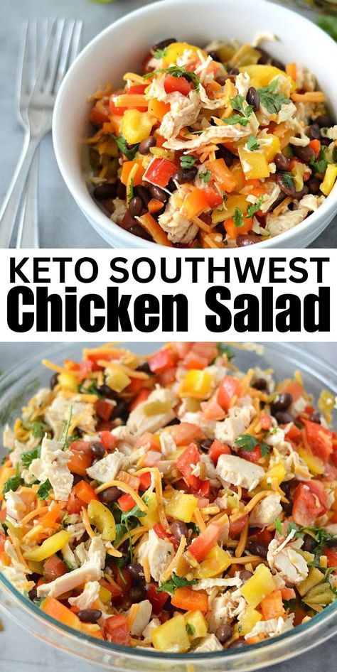 Keto Southwest Salad #ketosouthwestsalad #southwestsalad Keto Southwest Chicken Salad, Healthy Southwest Chicken Salad, Keto Crab Salad, Southwest Chicken Salad Recipe, Southwest Salad Recipe, Stylish Cravings, Chili Salad, Low Carb Chicken Salad, Low Calorie Salad