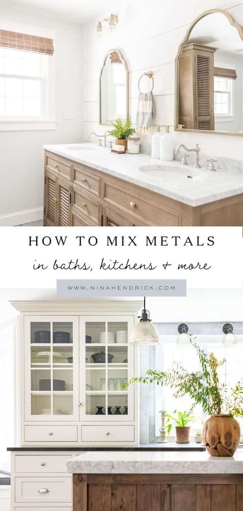 Bathroom Mixed Metals, Bathroom With Chrome Fixtures, Mixed Metals In Bathroom, Mixed Metal Kitchen, Mixed Metals Bathroom, Mixed Metals Kitchen, Mixed Metal Bathroom, Mixing Metals In Bathroom, Brass And Chrome Bathroom