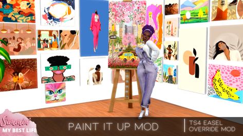 Sims 4 Paint It Up Mod, Paint It Up Mod Sims 4, Sims 4 Painting Mod, Sims 4 Painting Override, Sims Aesthetic, Sims 4 Cas Mods, Cc Folder, Easel Painting, Sims 4 Cc Folder