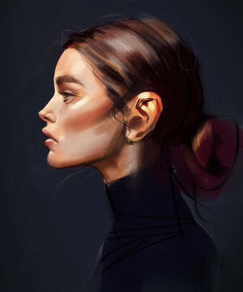 Art Side Profile, Painting Female, Side Portrait, Art Photography Portrait, Illustration Portrait, Procreate Art, Digital Portrait Art, Side Profile, Amazing Art Painting