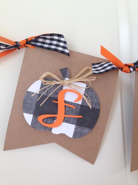 Plaid Pumpkin, Thanksgiving Banner, Fall Banner, Fall Halloween Crafts, Fall Plaid, Fall Birthday, Pumpkin Crafts, Pumpkin Fall, Thanksgiving Crafts