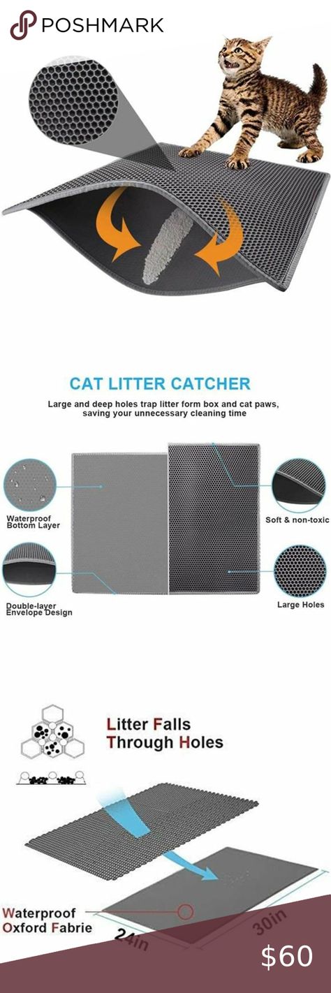 1 Pack Cat Litter Mat Double Layer Waterproof Urine Proof Trapping Mat Pets Photography, All Types Of Cats, Cat Rug, Sand Cat, Kitty Litter, Cat Litter Mat, Cat Essentials, Litter Mat, Cat Toilet