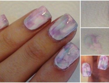 DIY Watercolor Marble Nails (Without Water) Cute Toes Nails, Saran Wrap Nails, Sharpie Nails, Watercolor Nails, Matte Acrylic Nails, Water Marble Nail Art, Cotton Candy Nails, How To Watercolor, Water Nails