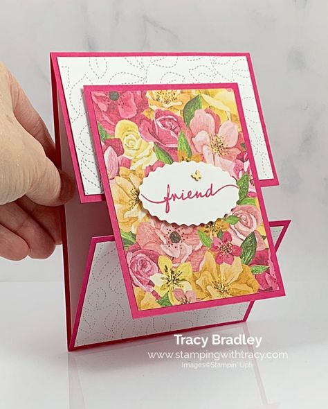 Stampin Up Something Fancy Cards, Stampin Up Basic Pattern Decorative Masks, Stampin Up All Occasion Cards, Tri Fold Cards Template, Stampin Up Spring Cards, Maymay Made It Tutorials, Stampin Up 2023 Cards, Fancy Fold Cards Templates, Stampin Up Cards 2022-2023